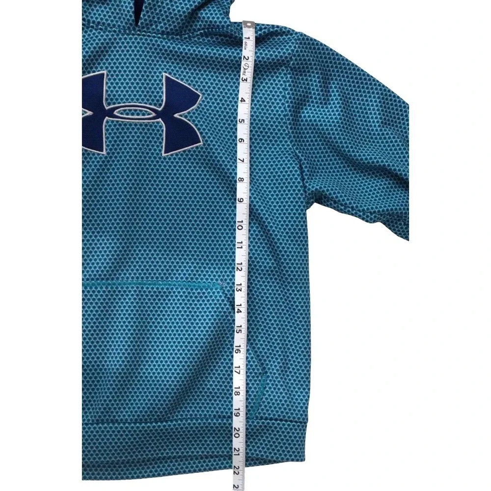 UNDER ARMOUR Youth Sz L Loose Sweatshirt Outdoor‎ Sports Geometric Blue Hoodie